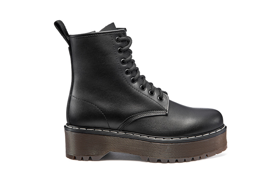 leather platform combat boots