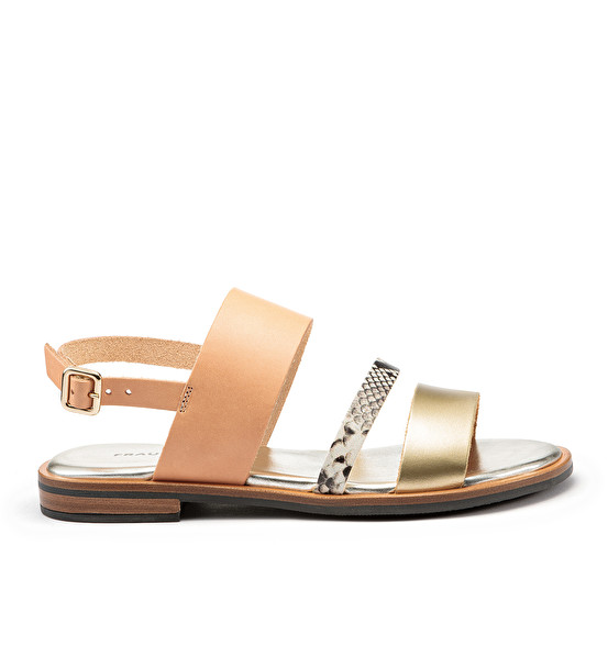 Multi Band Leather Sandals Colour Goldgreyhoney Frau