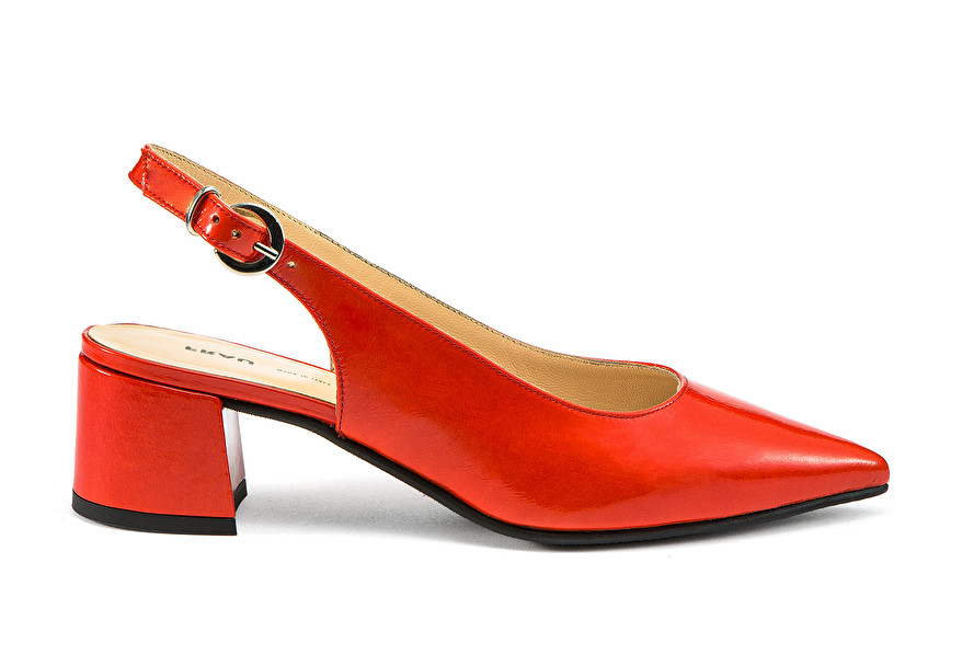 red patent slingbacks