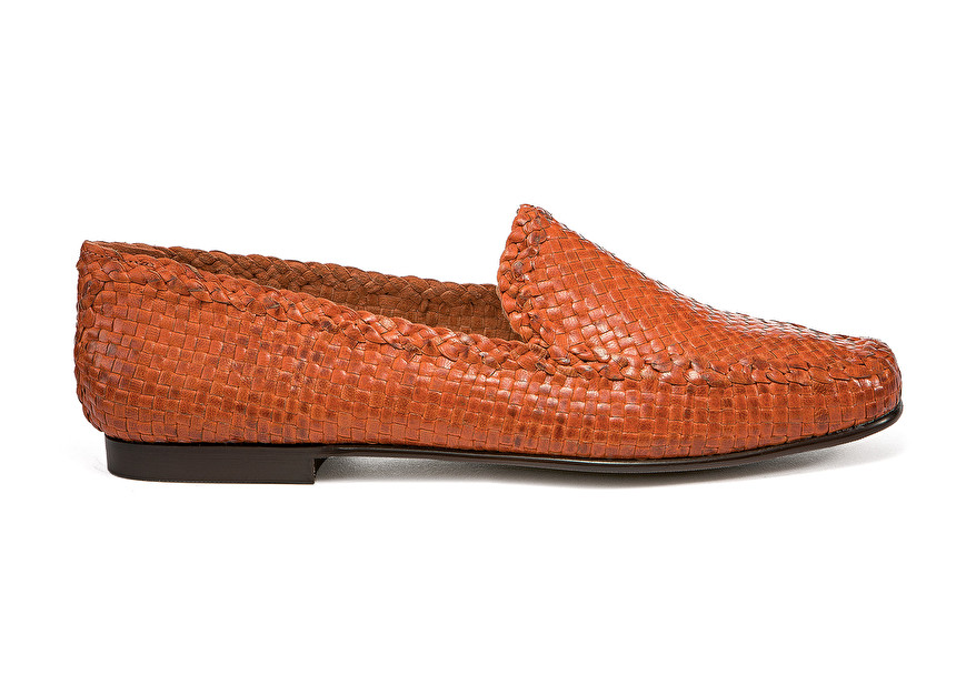 Slender woven leather moccasins, colour 